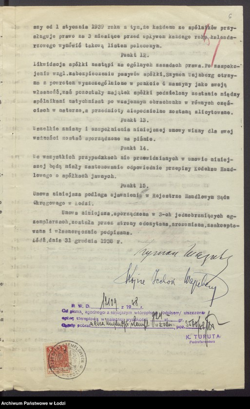 Obraz 8 z jednostki "Szymon Wajnberg, Mojsze – Icchok Wajnberg – wyrób towarów włokienniczych i skręcalni"