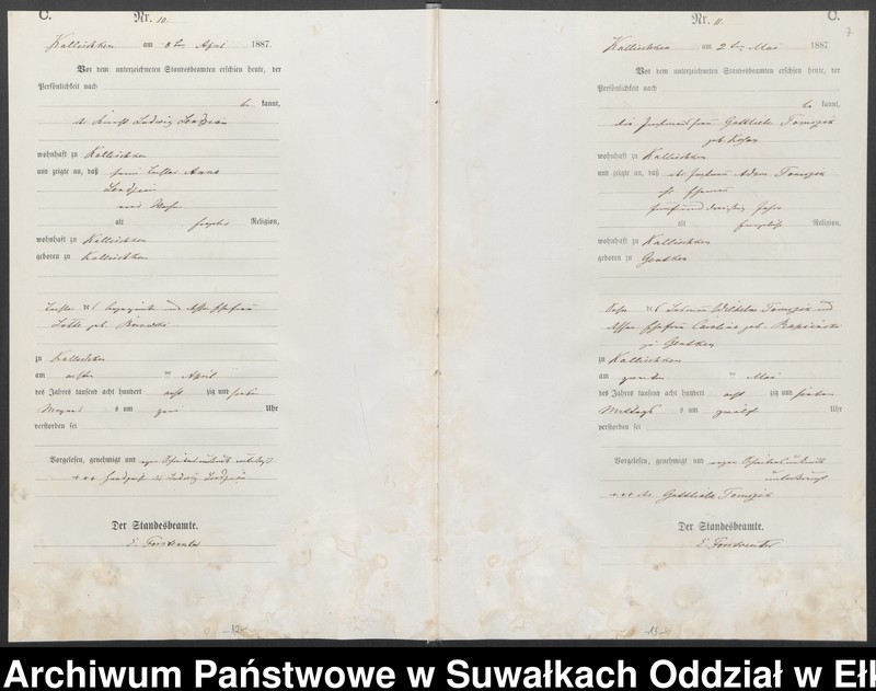 image.from.unit.number "Sterbe-Haupt-Register des Königlichen Preussischen Standes-Amtes Kallischken Kreis Johannisburg"