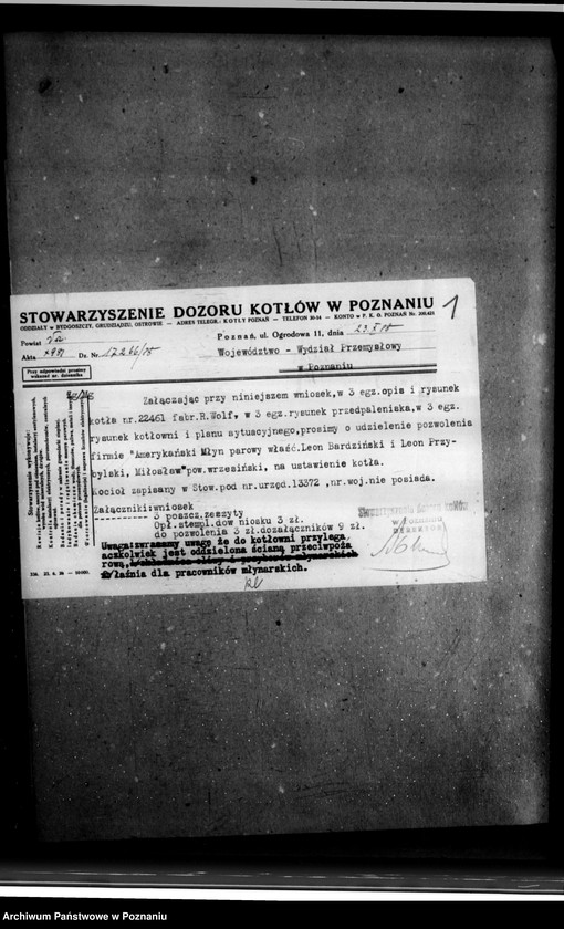 Obraz 5 z jednostki "Młyn parowy L. Bardzińskiego w Miłoslawiu powiat wrzesiński nr woj. 6227"