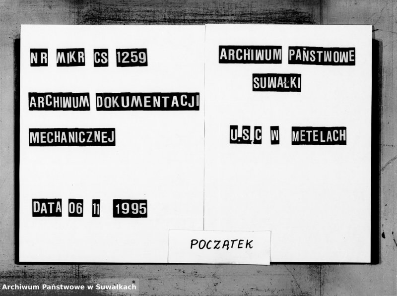 Obraz 1 z jednostki "Duplikat aktov graždanskago sostojanija Metel