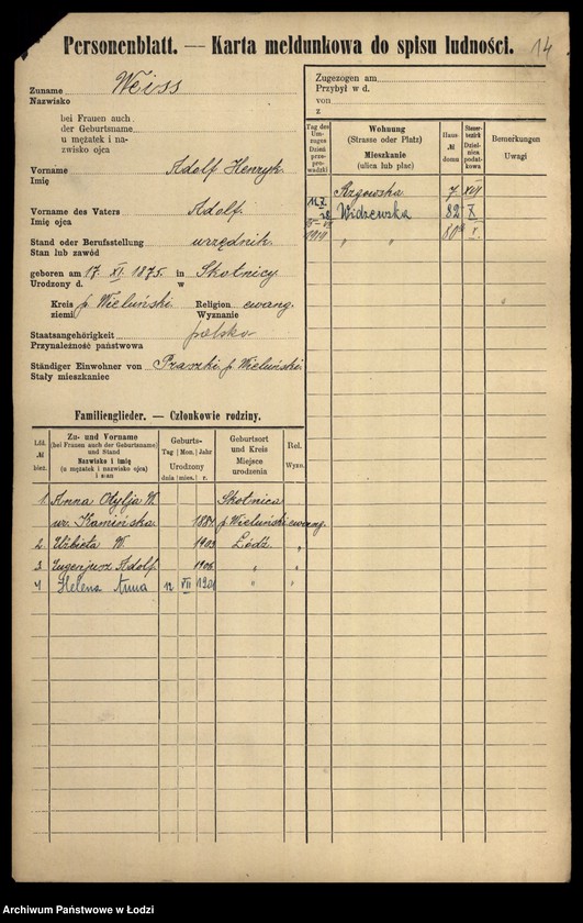 Obraz 16 z jednostki "[Spis ludności Łodzi] Wajs - Wajsbard"