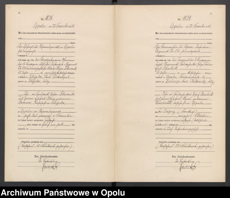 Obraz 19 z jednostki "[Rejestr zgonów] 1918 Tom III Nr 1010-1124"