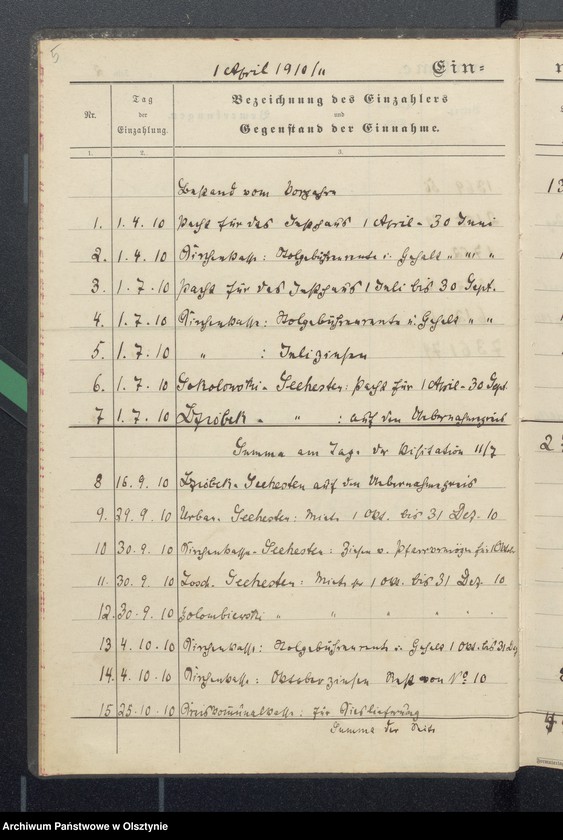 image.from.unit.number "Tagebuch über Einnahme und Ausgabe der Pfarrstellenkasse zu Seehesten"