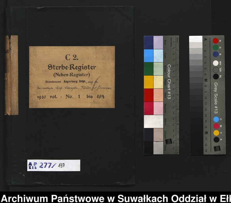 image.from.unit.number "C2. Sterbe - Register (Neben - Register) Standesamt Angerburg Ostpr. einschl. der Standesamtsbezirk Gross Strengeln, Kehlen und Prinowen"