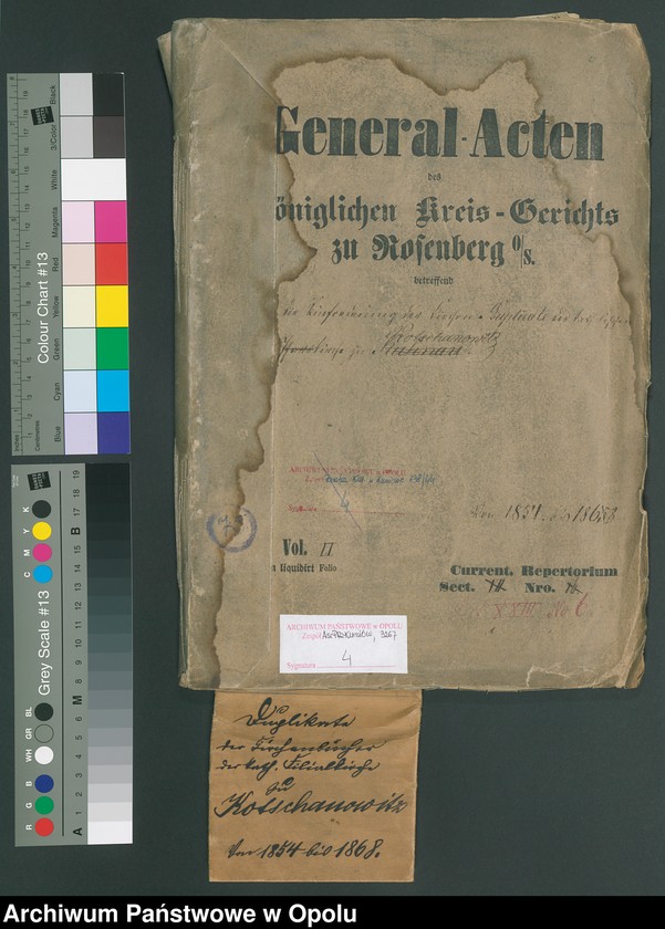 image.from.unit.number "General-Acten des Königlichen Kreis-Gerichts zu Rosenberg O/S. betreffend die Einforderung der Kirchen-Duplicate der katholischen Filialkirche zu Kotschanowitz [chrzty i zgony 1854-1868 oraz śluby 1850-1868"