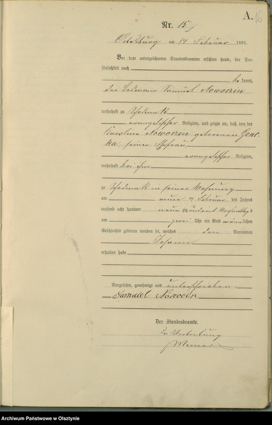 image.from.unit.number "Geburts-Haupt-Register Nr 1 - 99"