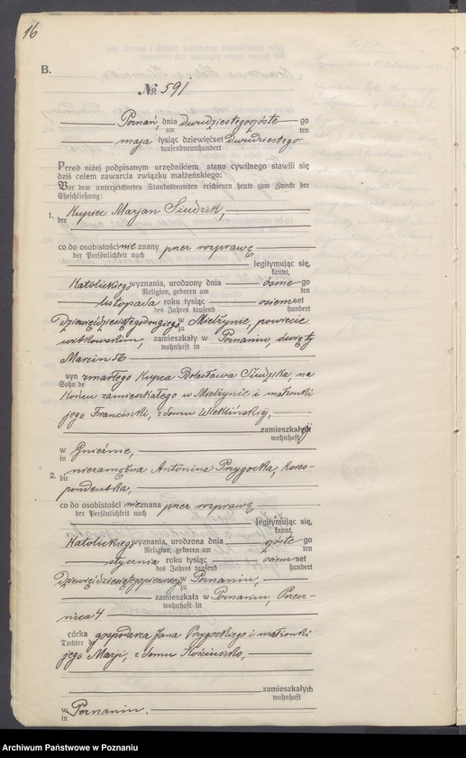 Obraz 18 z jednostki "Księga miejscowa małżeństw tom III [Rejestr główny małżeństw]"