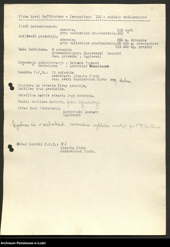 Obraz 9 z jednostki "Wykazy zakładów produkcyjnych z obsadą stanowisk kierowniczych"