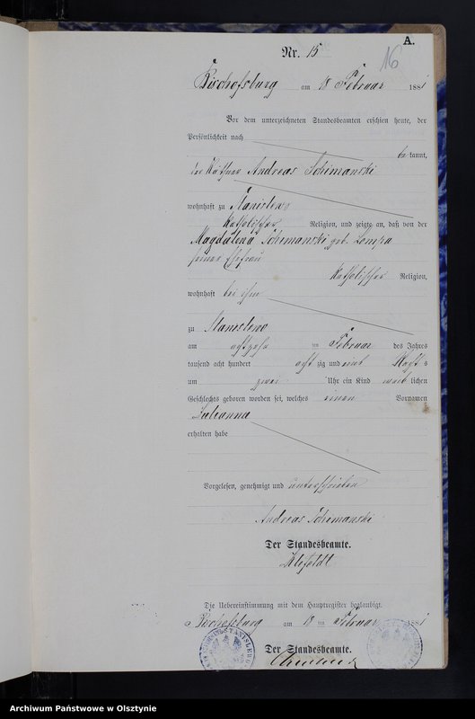 image.from.team "Urząd Stanu Cywilnego w Stanclewie pow. biskupiecki (dawny pow. reszelski)"