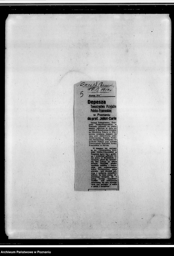 Obraz 9 z jednostki "Protokoły zebrań zarządu oddziału, brudnopisy, wycinki prasowe, m.in. dotyczące uczczenia 100 rocznicy śmierci Balzaka"