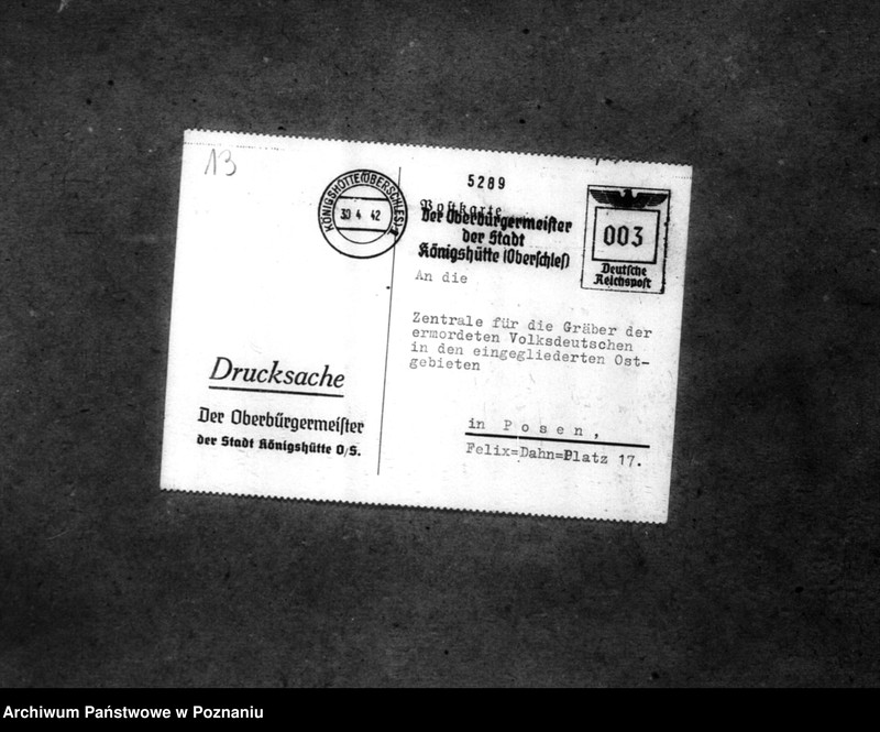 Obraz 17 z jednostki "Korespondencja w sprawie miejscowych Niemców, którzy zginęli w 1939 roku oraz donos Niemca B. Reymanna z powiatu wałeckiego na jego sąsiada, Niemca Breitinga o sprzyjanie Polakom"