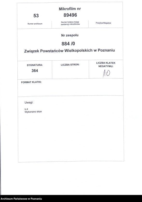 Obraz 10 z jednostki "Wykaz literatury związanej z powstaniem wielkopolskim - sporządzony przez Niemców."