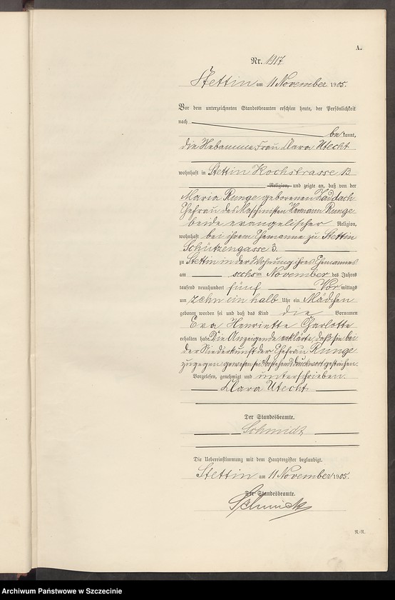 Obraz 11 z jednostki "Geburts-Register (Neben-Register) Band V"
