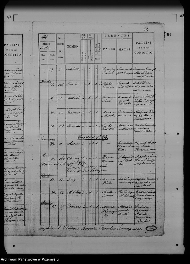 Obraz 17 z jednostki "[Kopie ksiąg metrykalnych parafii Ostrów z filiami Łowce, Morawsko, Tuczempy (dekanat Radymno)]"