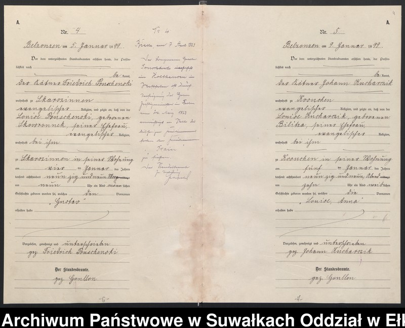 image.from.unit.number "[Geburts-Neben-Register des (Königlichen) Preussischen Standes-Amtes Belzonzen Kreis Johannisburg]"