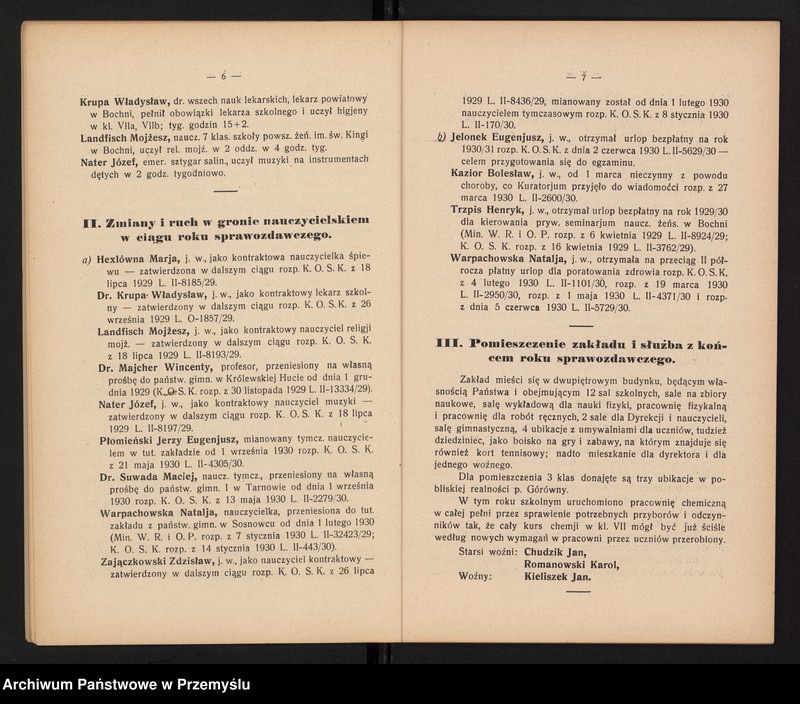 image.from.unit.number "Sprawozdanie Dyrekcji Państw[owego] Gimnazjum im. króla Kazimierza Wielkiego w Bochni za rok szkolny 1929/30"