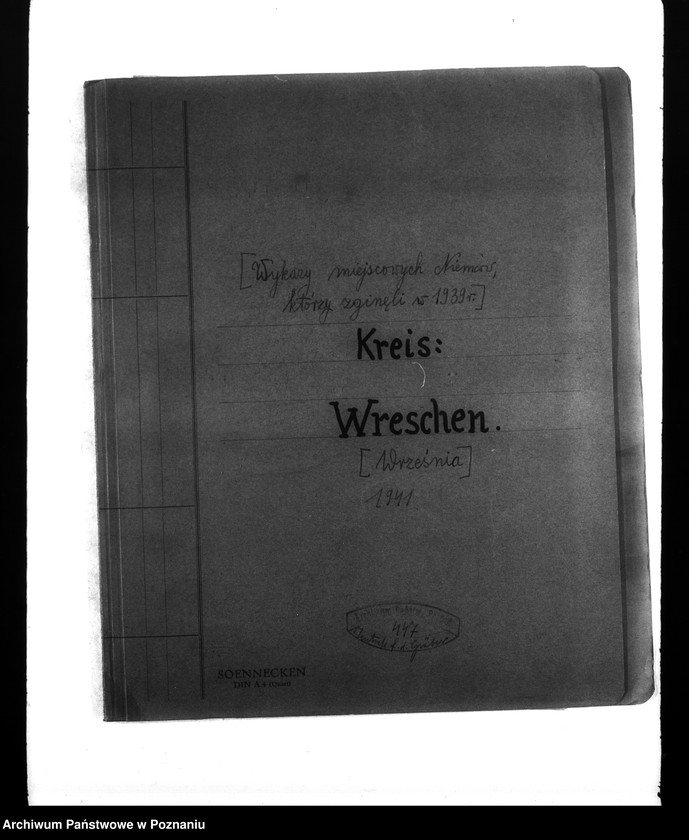 Obraz 4 z jednostki "Wykazy miejscowych Niemców, którzy zginęli w 1939 roku. Kreis Wreschen (Wrzesień)"