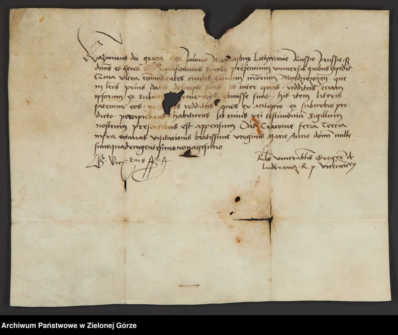 image.from.unit.number "Kazimierz, król polski, postanawia, że mieszczanom międzyrzeckim przysługuje dochód z przedmieścia"