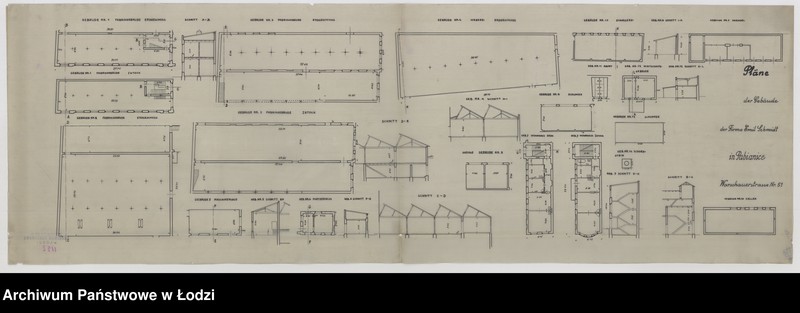 Obraz 1 z jednostki "Pläne der Gebäude der Firma Emil Schmidt in Pabianice Warschauerstrasse Nr 51"