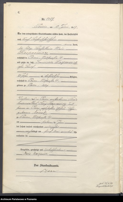 Obraz 14 z jednostki "Księga miejscowa zgonów tom IV [Rejestr główny zgonów]"