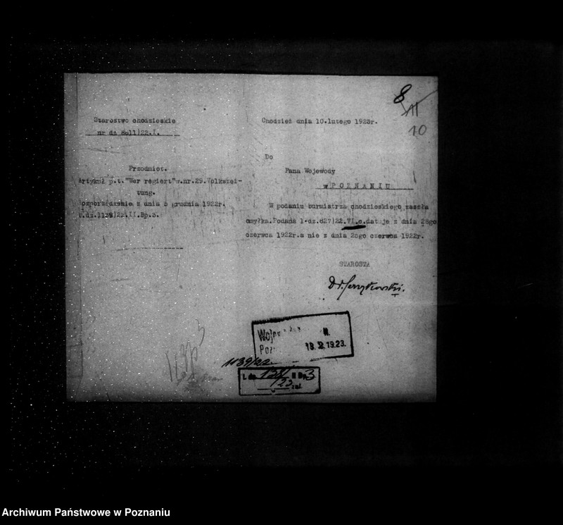 Obraz 15 z jednostki "/Rejestracja i inne sprawy związków i stowarzyszeń - korespondencja/"