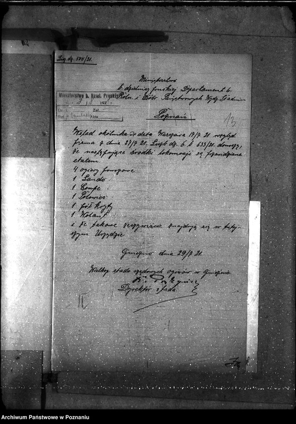 Obraz 17 z jednostki "Sprawy gospodarcze-ogólne Środki lokomocji departamentu i podległych mu urzędów"