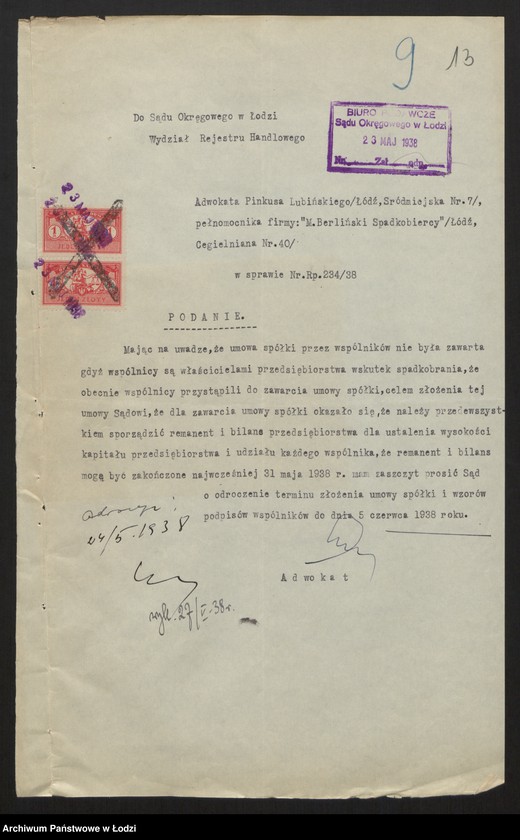 Obraz 15 z jednostki "Aron Lajb Berliński- spółka komandytowa przemysł pończoszniczy"