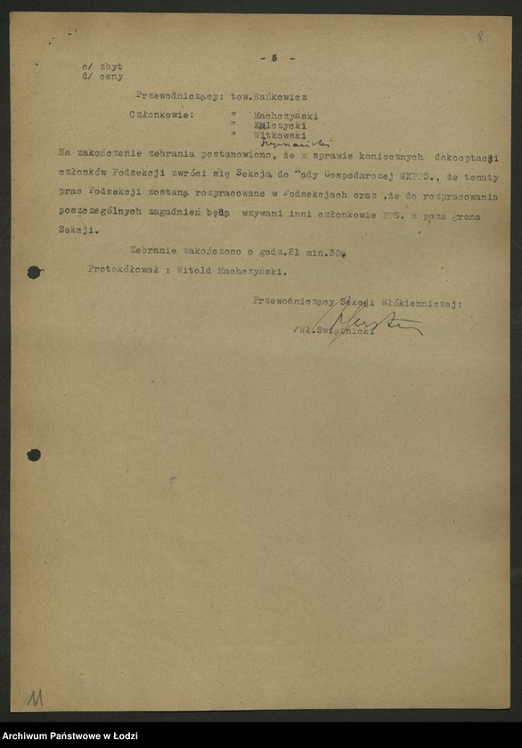 Obraz 9 z jednostki "Sekcja Włókiennicza-protokoły posiedzeń, sprawozdania"