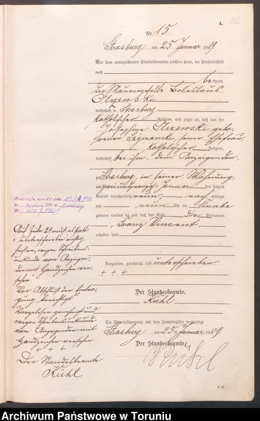 image.from.unit.number "Geburts Neben Register Starburg Stadt für das Jahr 1909"