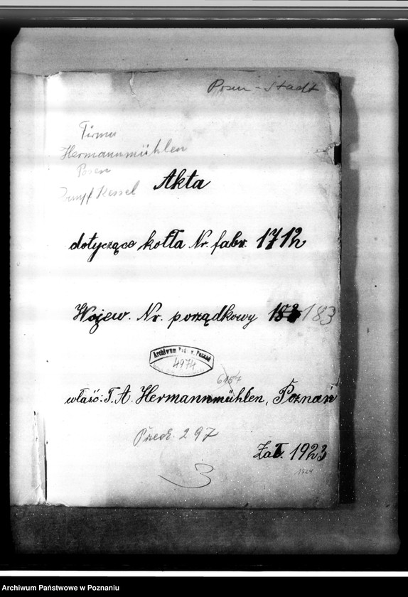 image.from.unit.number "Młyn parowy Hermannmuehlen Towarzystwo Akcyjne W Poznaniu nr woj. 183"