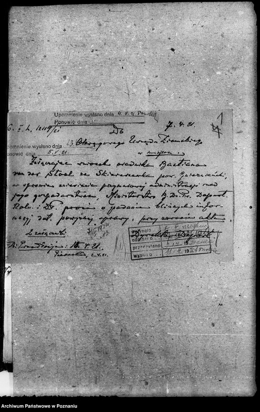 Obraz 5 z jednostki "Sprawy agrarnej reformy Główny Urząd Ziemski w Warszawie Przyszły Okręg Urząd Ziemski w Poznaniu"