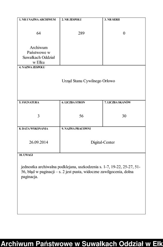 image.from.unit.number "Heiraths-Neben-Register des Preussischen Standes-Amtes Orlowen Kreis Loetzen"