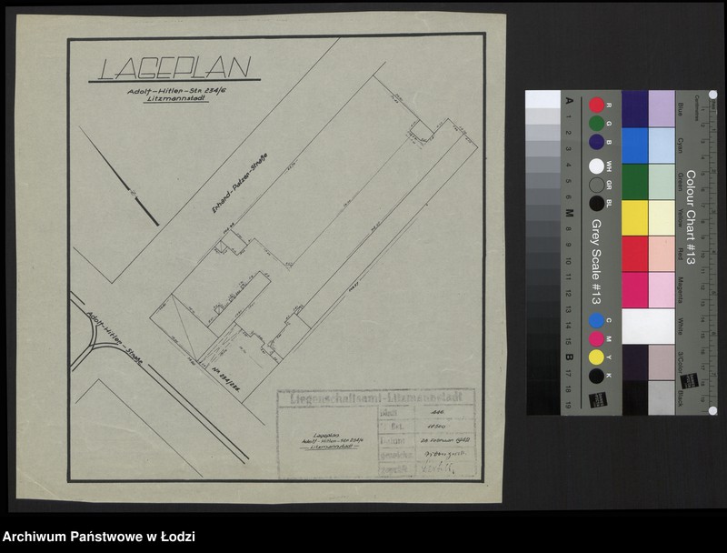 Obraz 1 z jednostki "Lageplan Adolf Hitler Strasse 234/6 Litzmannstadt"