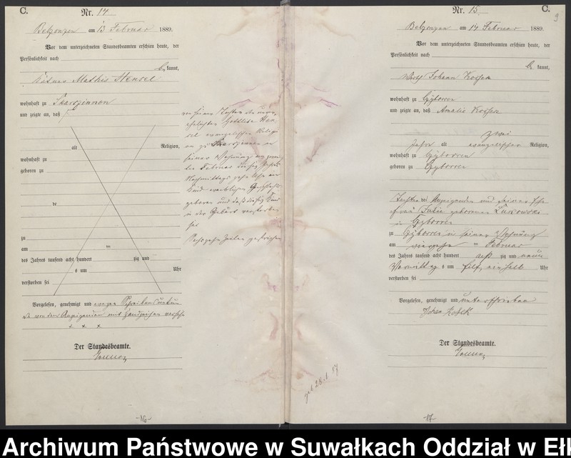 image.from.unit.number "Sterbe-Haupt-Register des Königlichen Preussischen Standes-Amtes Belzonzen Kreis Johannisburg"