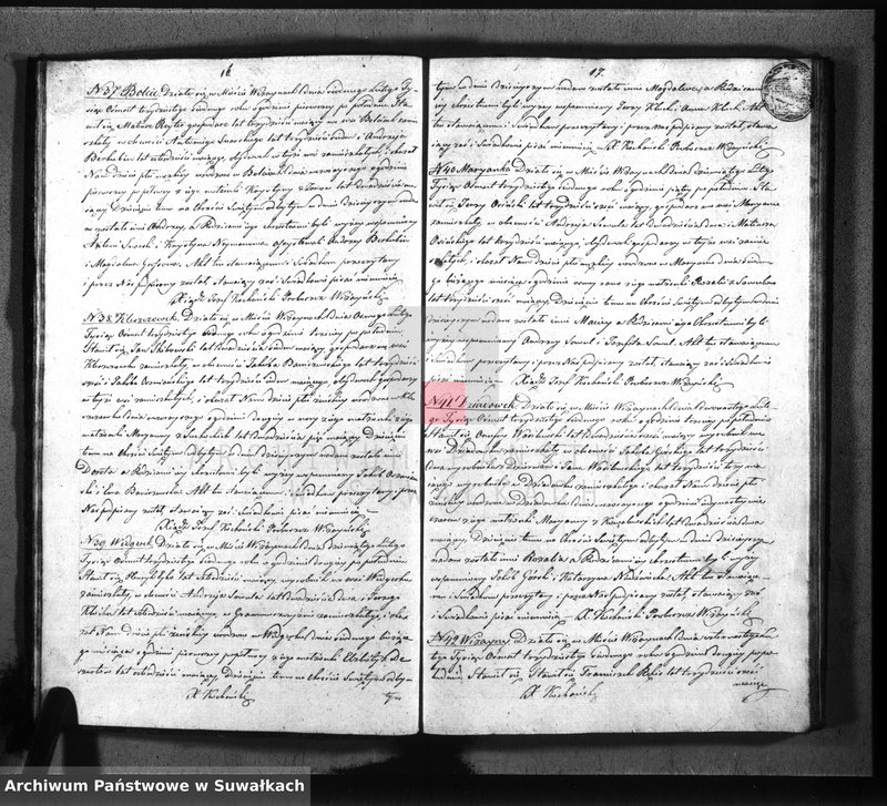 image.from.unit.number "Księga duplikat urodzenia, małżeństw i zejscia parafii wiżayńskiey z roku 1837"