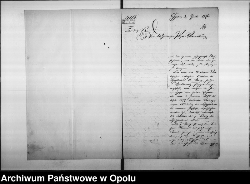 Obraz 16 z jednostki "Acta des Magistrats zu Oppeln betreffend die Gastwirthschaft No 5 Karlsplatz"