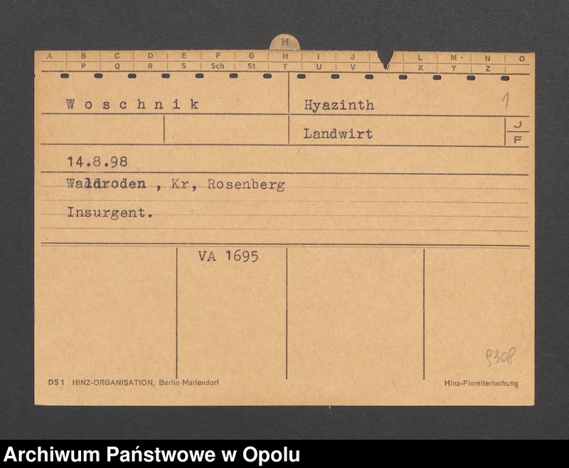 Obraz 3 z jednostki "[Woschnik Hyazinth, ur. 14.8.1898, zam. Waldroden]"