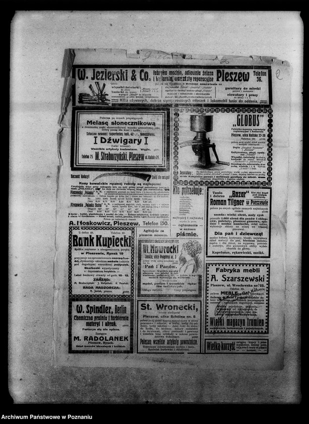 Obraz 6 z jednostki "Wycinki prasowe [Gazeta Poznańska, Ziemia lubelska] na tematy wojny 1918 rok, mapa terenu wojny z Rosją [1914- 1916], ogłoszenia i dwie karty kolorowe na temat pożyczki wojennej, odezwa dowództwa wojsk niemieckich do Polaków w Królestwie Polskim, rozporządzenia w prasie dotyczące aprowizacji w czasie wojny [1915 r.]. Gazeta Gdańska 22 VI 1918 r."