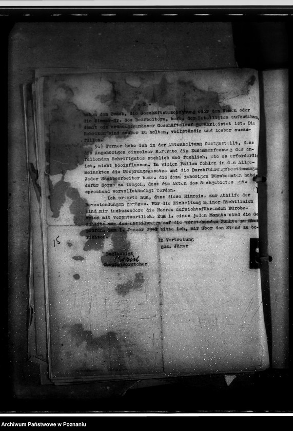 Obraz 19 z jednostki "Einführung der Antigue - Schrift, Dienstzeitregelung, Fernsprecher, Geschäftsverteilungsplan, Luftschutzwache"