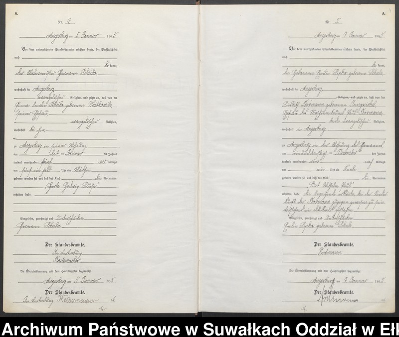 image.from.unit.number "Geburts-Neben-Register des Preussischen Standes-Amtes Angerburg Kreis Angerburg Band I"