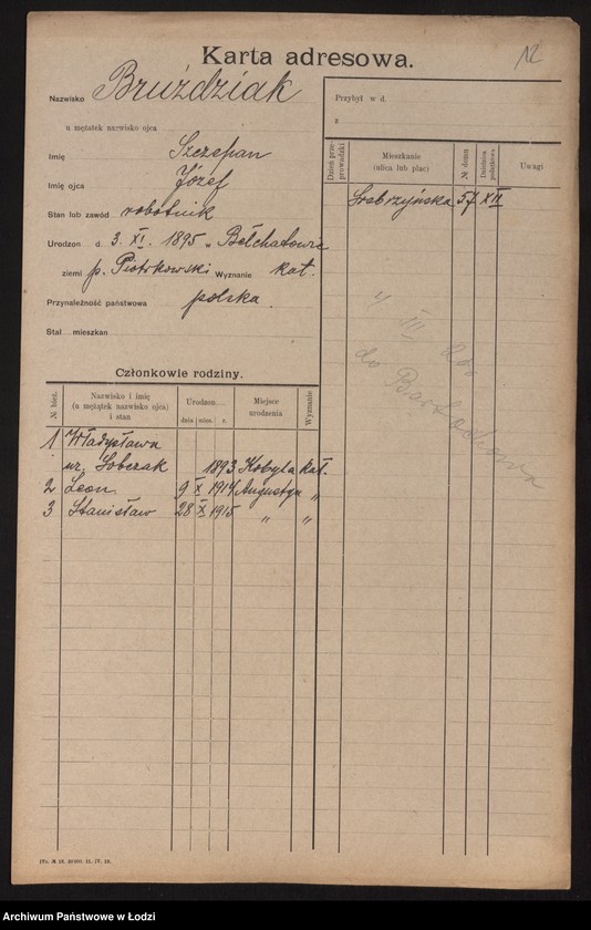 Obraz 14 z jednostki "[Spis ludności Łodzi] Bruzda - Brzeziner"