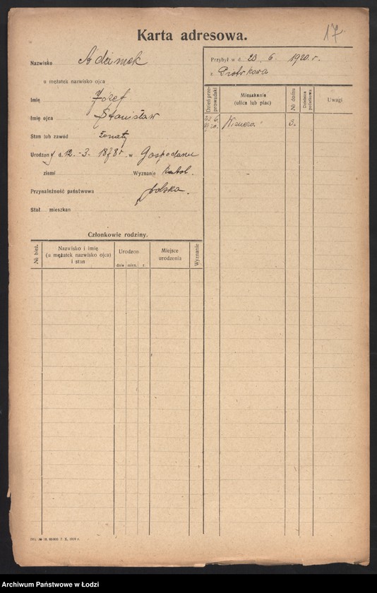Obraz 19 z jednostki "[Spis ludności Łodzi] Adamek - Adaś"