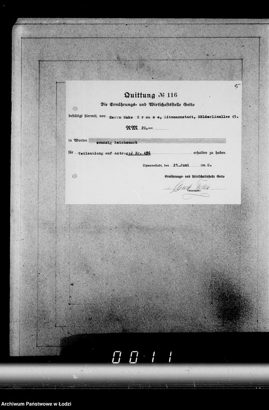 Obraz 9 z jednostki "J[uden] 436-450 [Wnioski Żydów z Getta o zwrot należności za pracę lub towar wzięty na kredyt]"