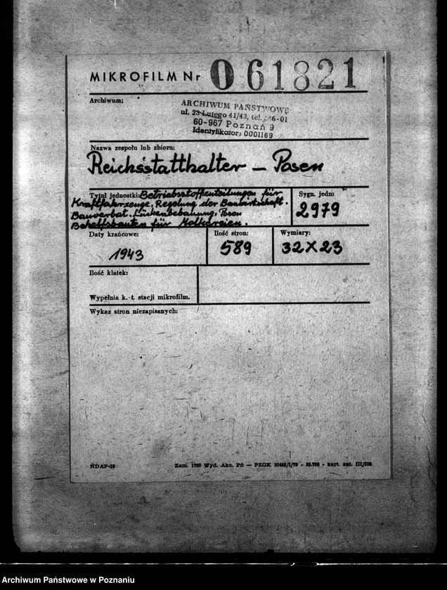 Obraz 2 z jednostki "Betriebsstoffzuteilungen für Kraftfahrzeuge. Regelung der Bauwirtschaft. Bauverbot. Lückenbebauung Posen. Behelfsbauten für Molkereien."