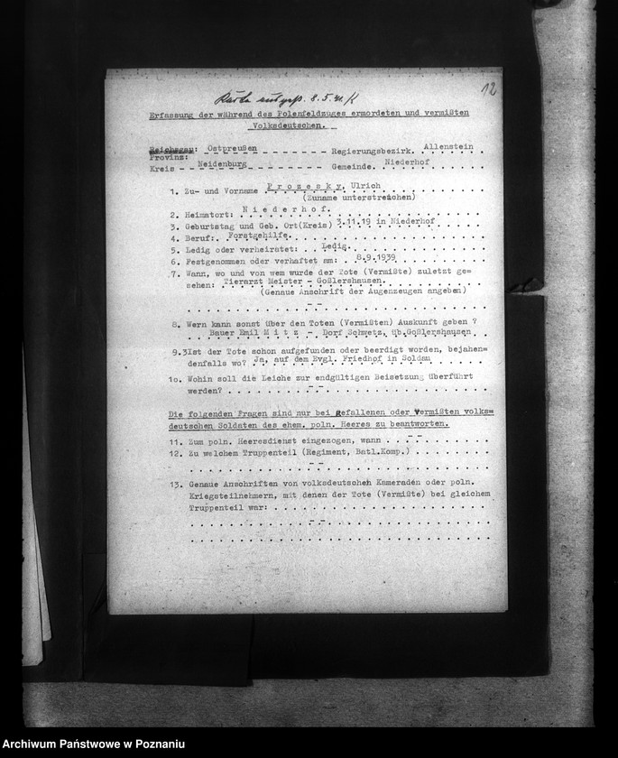 Obraz 16 z jednostki "Amtliche Meldungen Kreis Neidenburg (Nidzica)"