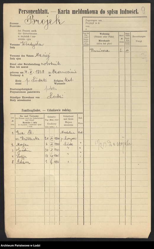 Obraz 11 z jednostki "[Spis ludności Łodzi] Broiński - Brot"