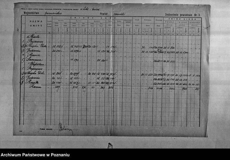 Obraz 6 z jednostki "/Statystyka produkcji rolnej - zestawienie powiatowe - Rawicz"