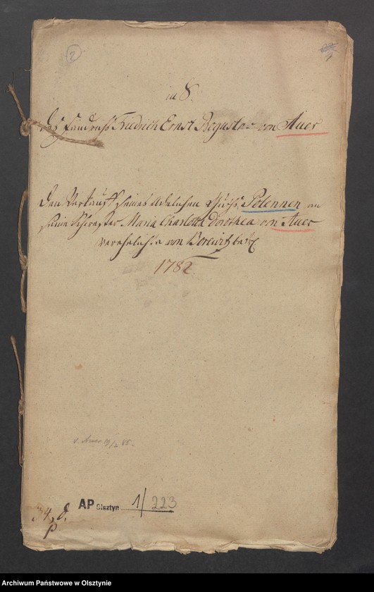 image.from.unit.number "In S. [Sachen] des Friedrichs Ernst Boguslav von Auer den Verkauff seines Guths Pollennen an seine Schwester Maria Charlotta Dorothea von Auer verehelichte von Borewitz"