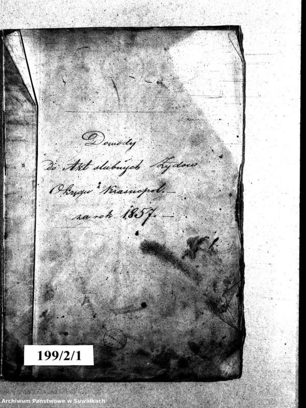 image.from.unit.number "Dowody do akt ślubnych Żydów Okręgu Krasnopol za rok 1857"