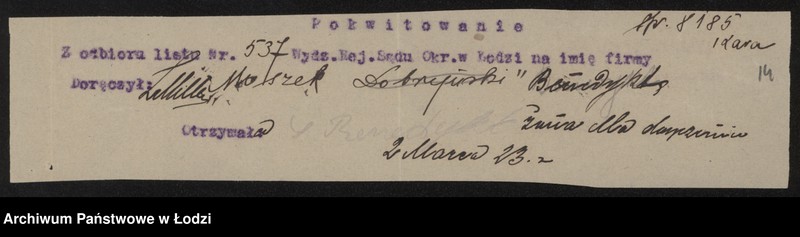 Obraz 16 z jednostki "Moszek Mordka Benedykt- sprzedaż odpadków"